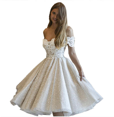 Robe de soirée en dentelle, jupe de princesse brillante