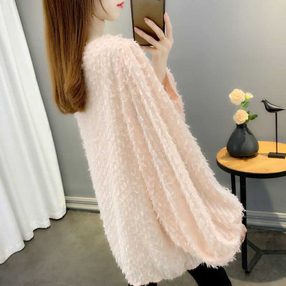 European And American Style Stitching Fleece Long-sleeved Chiffon Shirt Women's Clothing