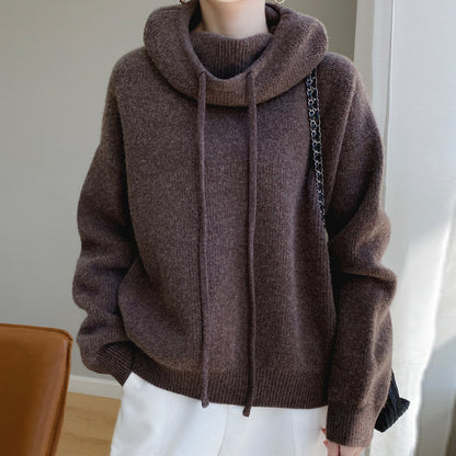 Women's Fashion Loose Cashmere Heaps Collar Sweater