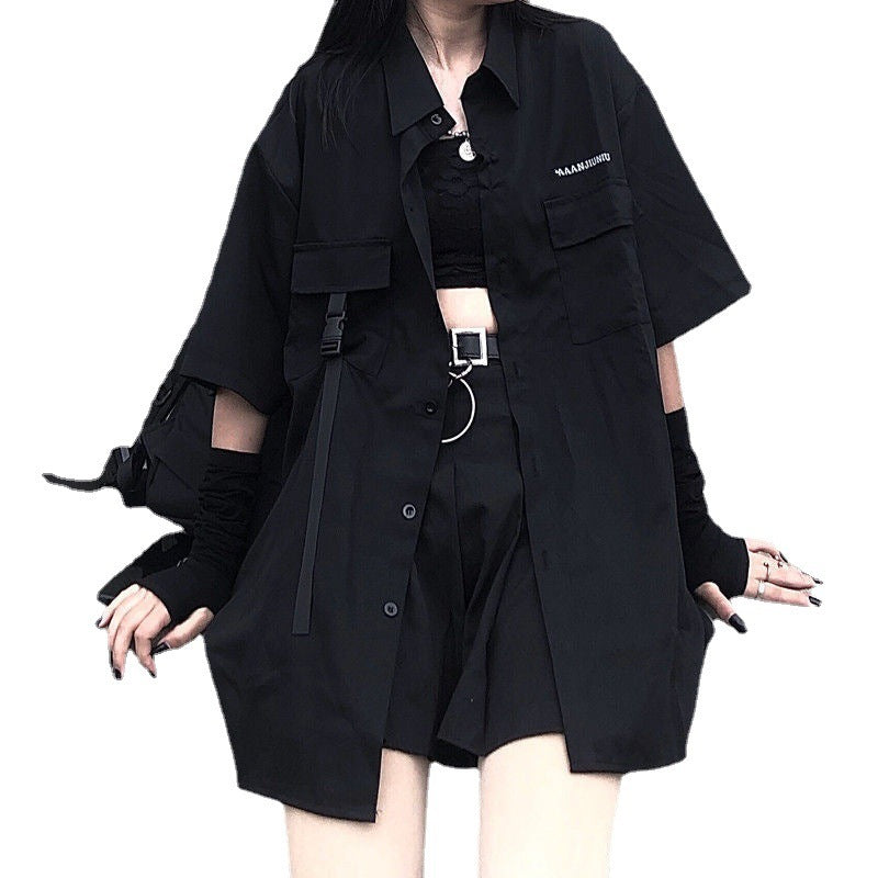 Loose Boyfriend Shirt Top For Women Fashion Two-piece Suit