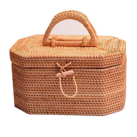 Rattan Woven Snacks Cosmetics And Tea Ceremony Octagonal Storage Box