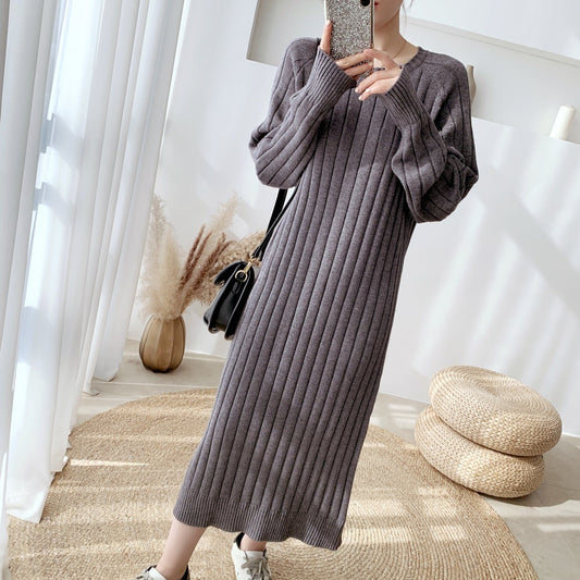 Loose Leisure Slimming Over-the-knee Knitted Dress