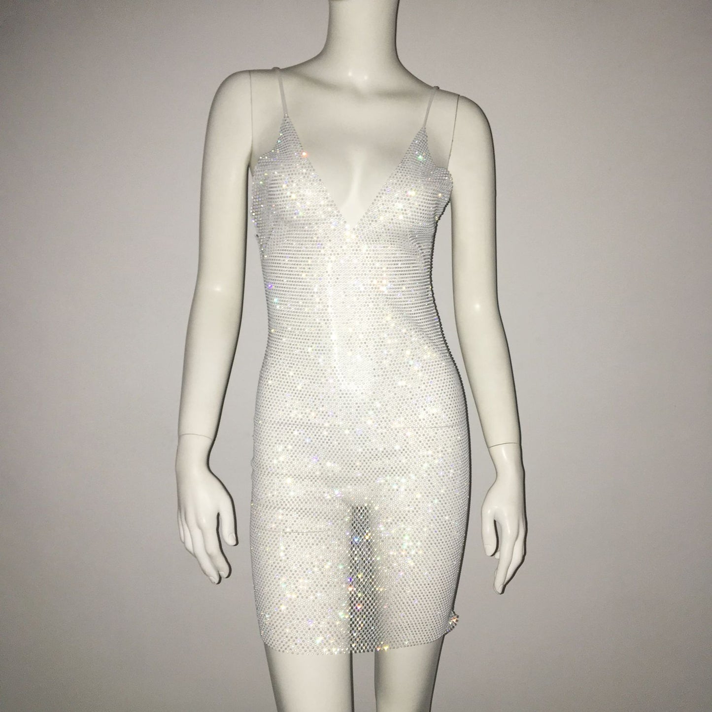 Mesh Sparkling Diamond Fishing Net Dress