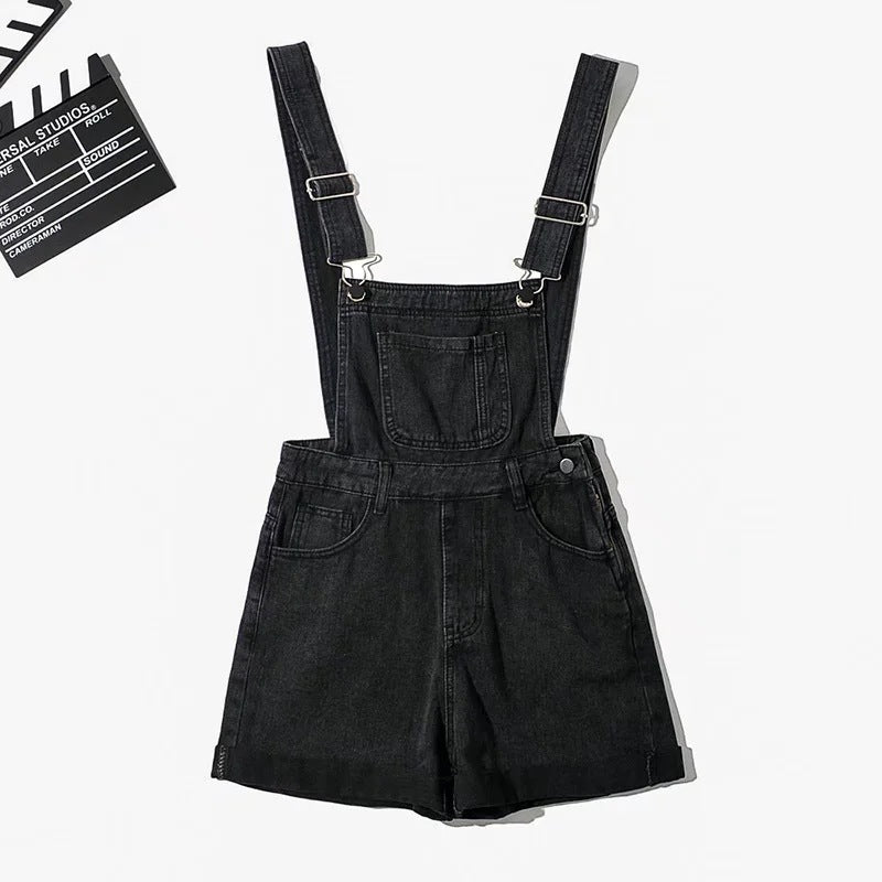 Loose-fitting Curl All-matching Jeans Suspender Pants