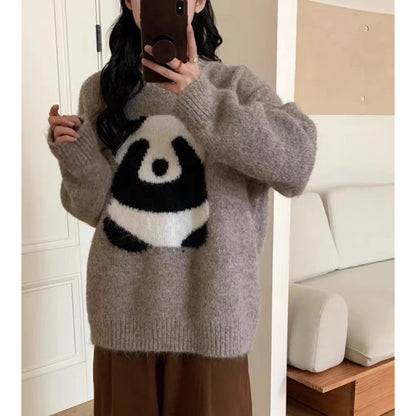 Cute Panda Lazy Sweater Female