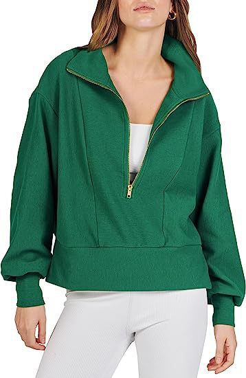 Women's Half Zipper Pullover Long Sleeve Sweater