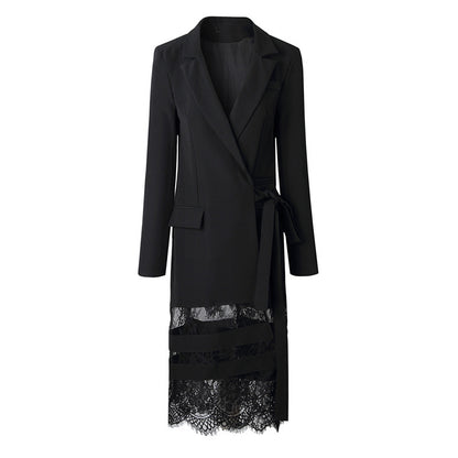 Lace Long Patchwork Suit Skirt Black Dress