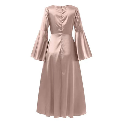 Women's Clothes Flared Sleeves Waist-controlled Large Hem Fashion Dress