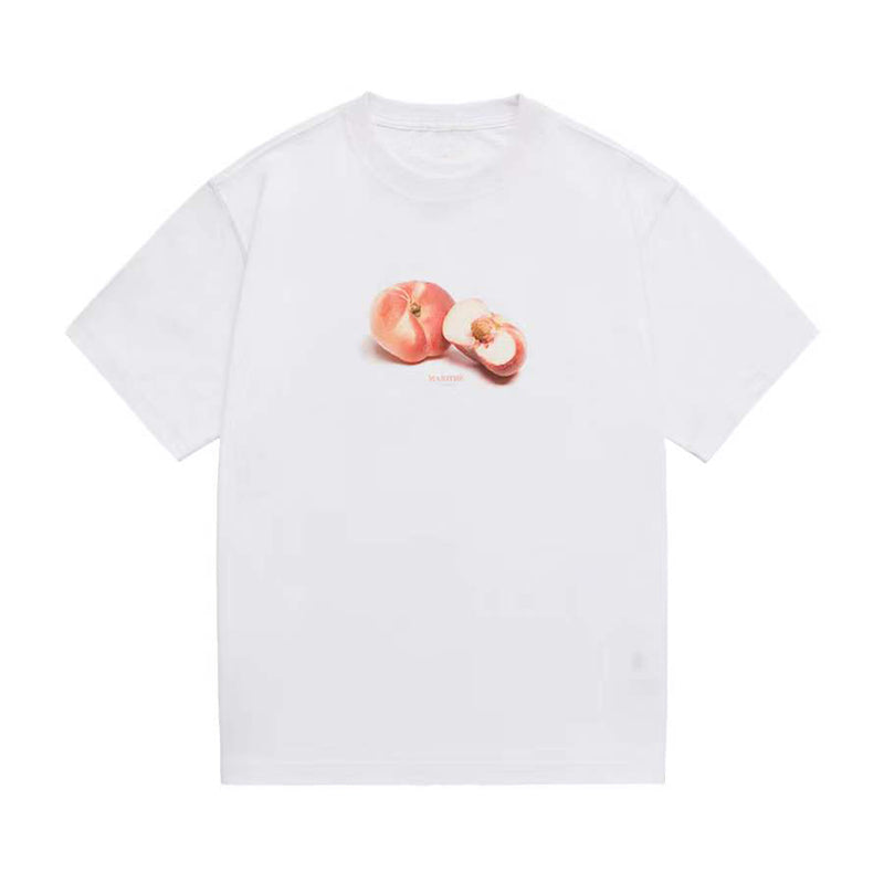 Pan Peach Illustration Print Short Sleeve T-Shirt