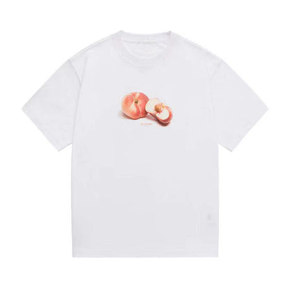 Camiseta de manga corta con estampado de ilustración Pan Peach