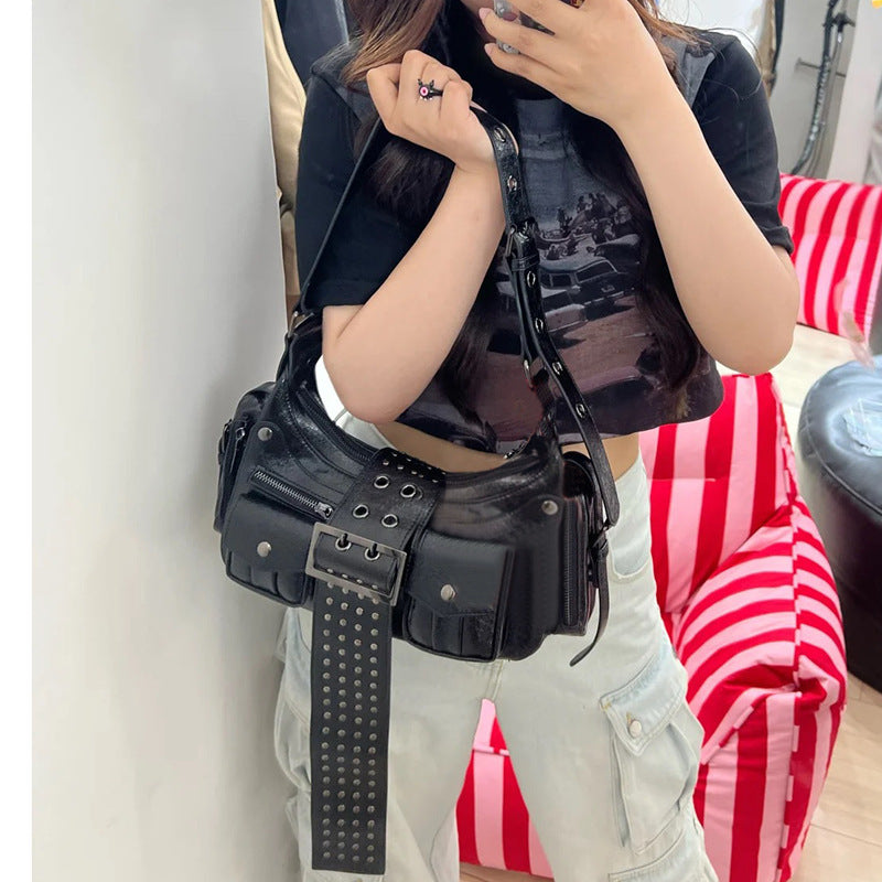 Fashion Hot Girl Motorcycle Rivet Bag Female