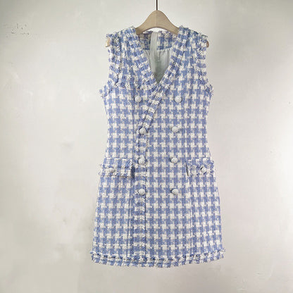 V-neck French Fashion Vest Dress