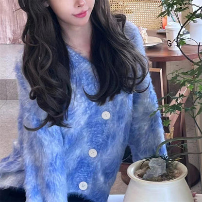 Women's Thick Loose Gradient Mink Sweater Coat