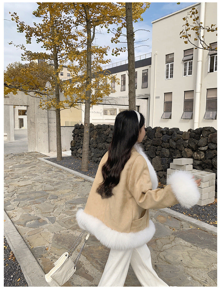 Women's Fashion And Environment-friendly Fox Fur Fur Integrated Fleece Short Wool Coat