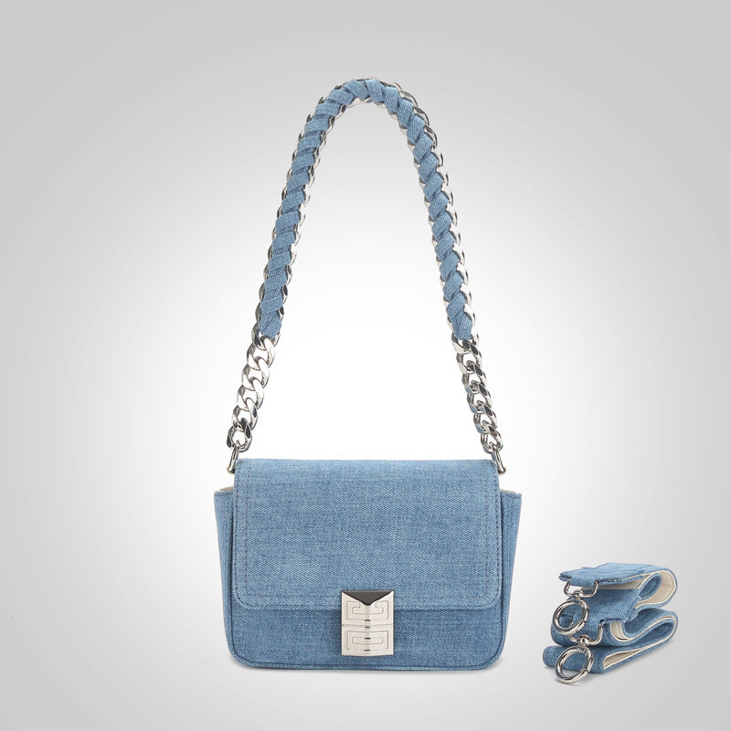 New Retro Chain Shoulder Underarm Bag Chain Denim Women's Bag