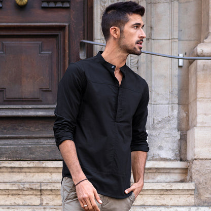 Chemise pull simple demi-cardigan de couleur unie