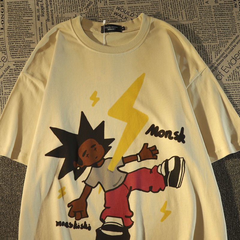 T-shirt fin de marque de mode américaine, nouveau dessin animé