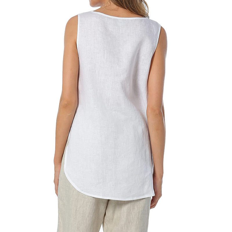 Pure Linen Vest Women's Clothing Special-interest Design