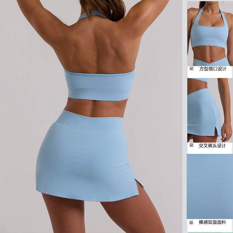 Soutien-gorge de sport, jupe courte à haute élasticité, costume de Fitness, de Golf, de beauté, de Yoga