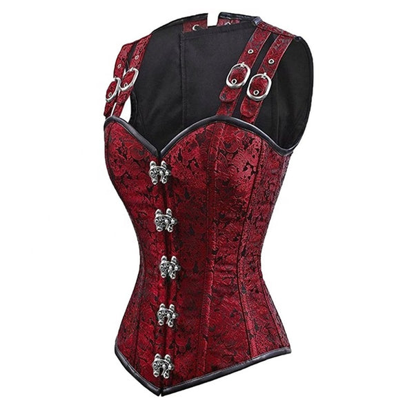 Ladies Gothic Punk Steel Double Button Strap Shaper