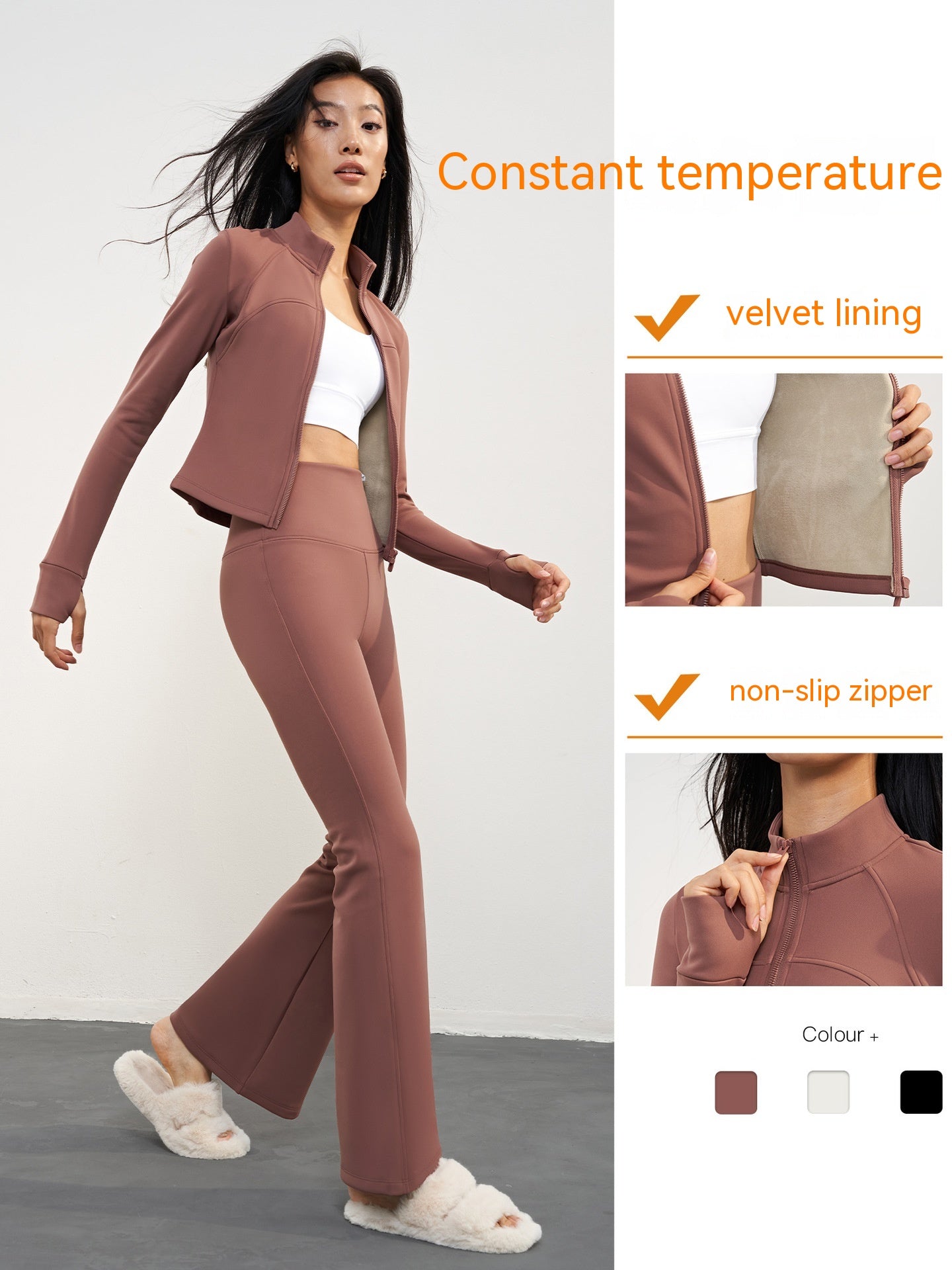 Fleece-lined Thickening Stand Collar Yoga Jacket Outdoor Running