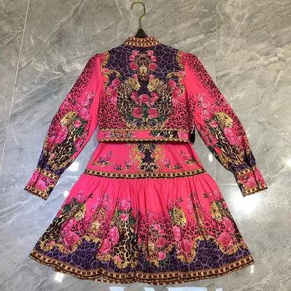 Vestido de manga larga con cinturón de un solo pecho con estampado de posicionamiento de temperamento dulce