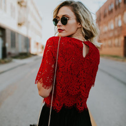 Chemise décontractée en dentelle pour femmes, vêtements à la mode pour dames