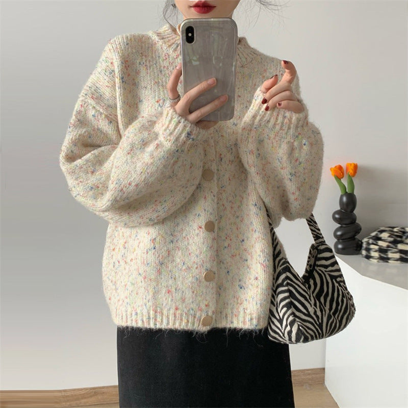 Pull en fil de couleurs mélangées pour femme