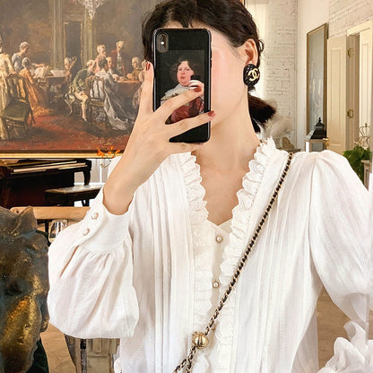 Chemise française de niche de conception de style hongkongais vintage