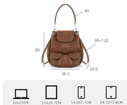 Saddle Backpack Vintage Brown Pocket Crossbody