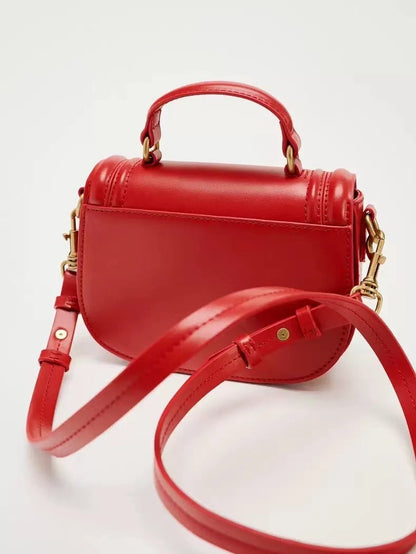 Bolso bandolera portátil informal con tapa roja mini