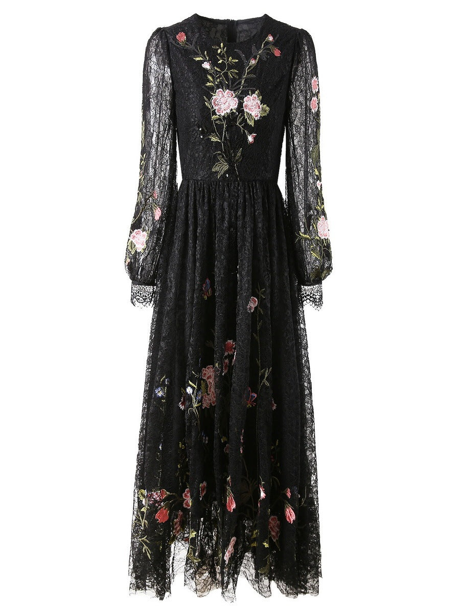 Flower Sequined Long Sleeve Dress Women