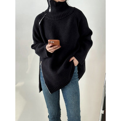 Loose High Collar Bottoming Sweater Korean Simple Top For Women