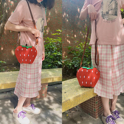 Women's Cute Fashion Strawberry Woven Bag