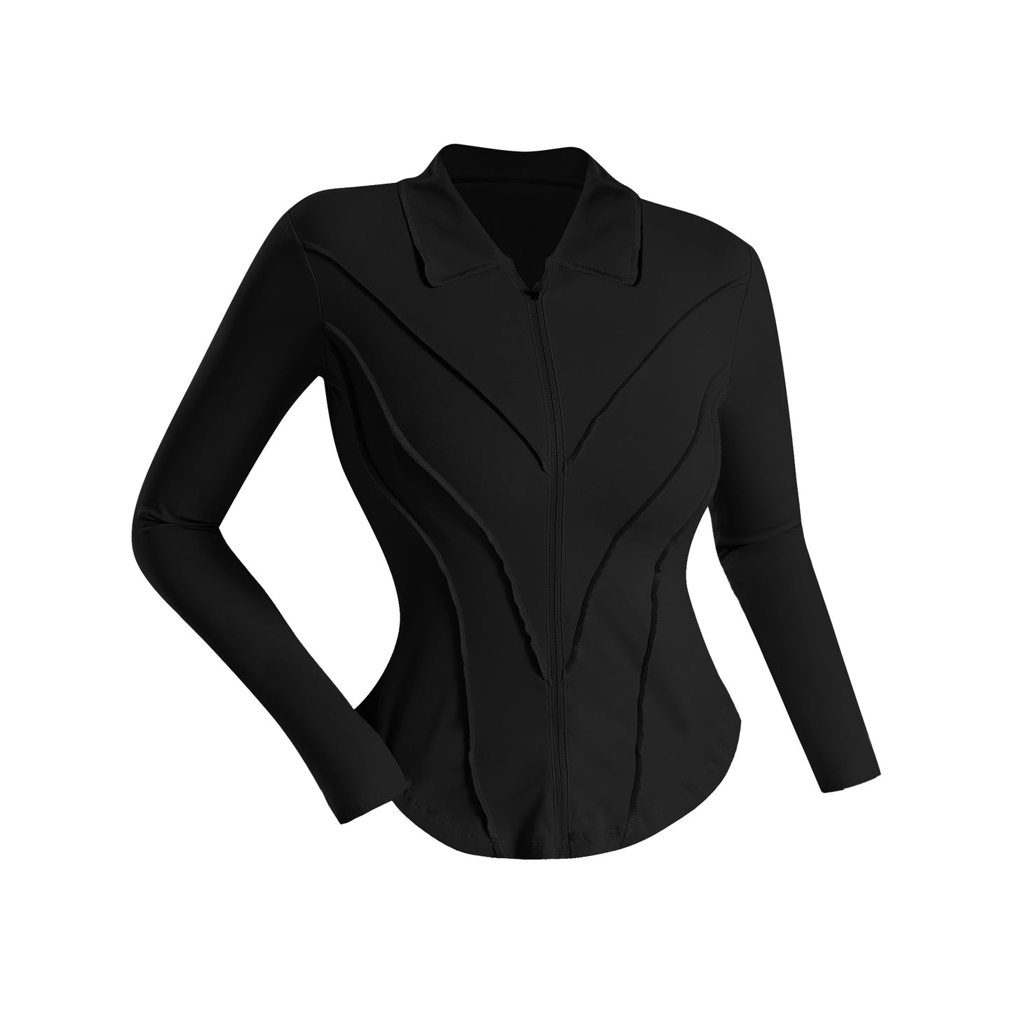 Lapel Yoga Clothes Long Sleeve Women's Zipper Jacket