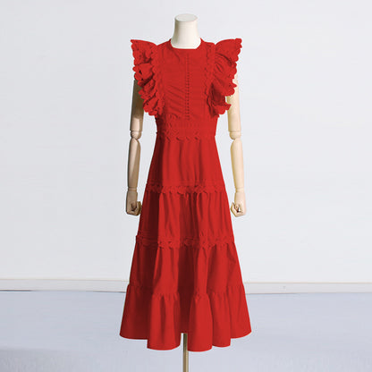 French Retro Heavy Industry Embroidery Dress