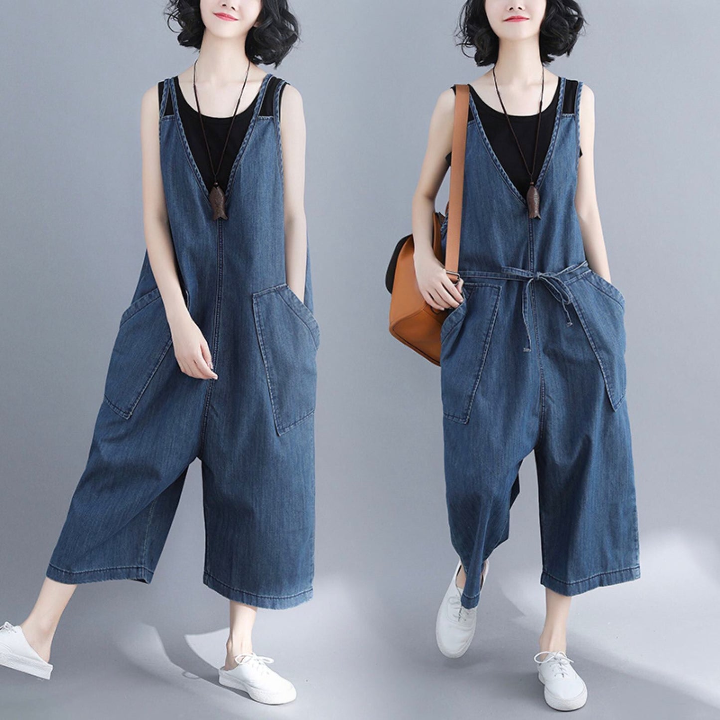 Women's Spring New Loose Large Size Casual Denim Overalls