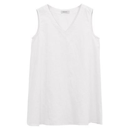 Women's Pure Linen V-Neck Sleeveless Tank Top