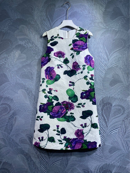 Round Neck Printed Vest Dress