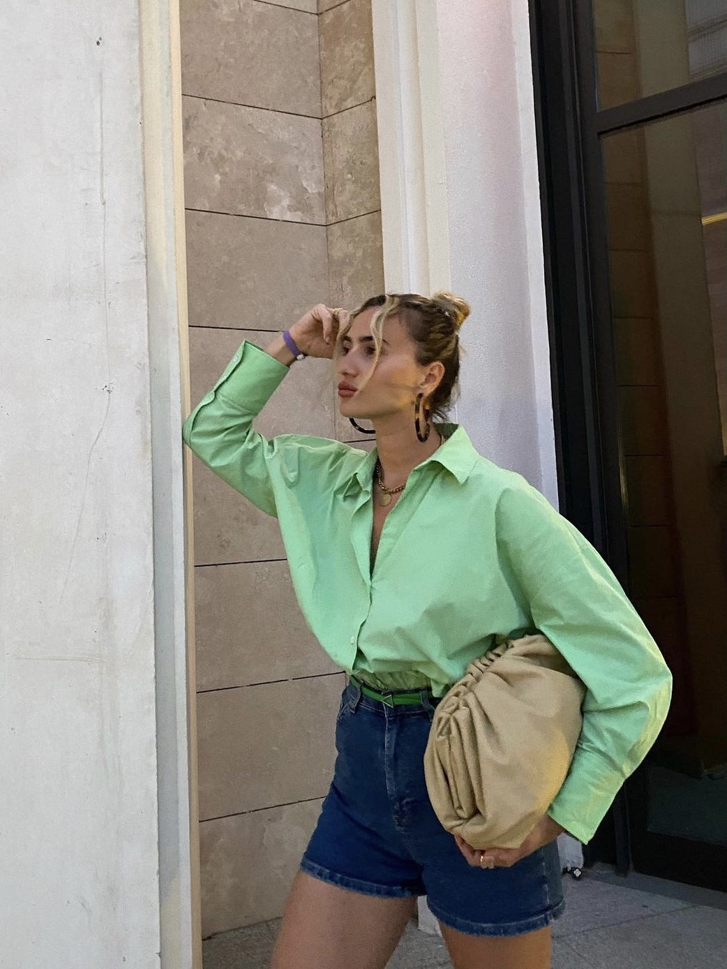 Mint Green Shirt Loose And Lazy Sunscreen