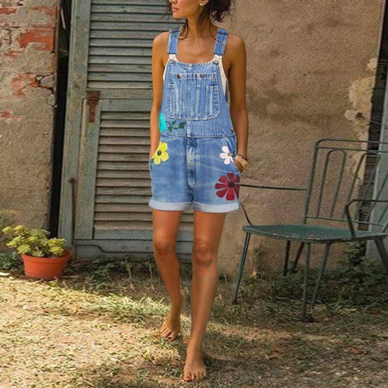 Salopette imprimée coupe ajustée mode short imprimé femme