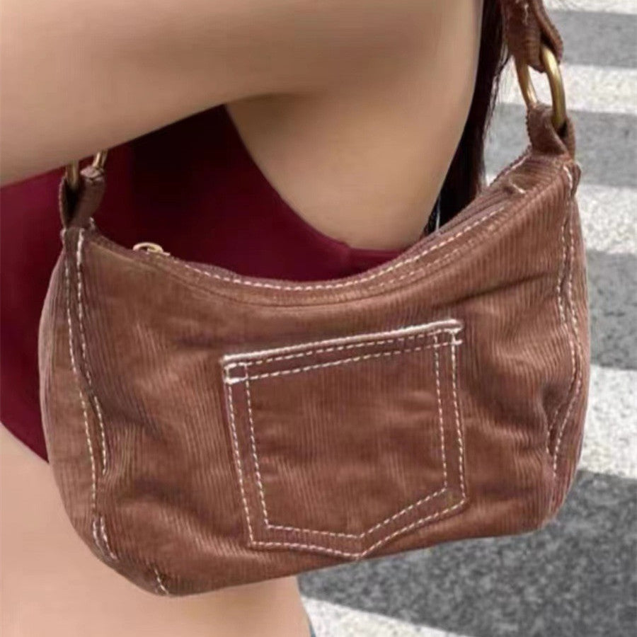 Bolso de hombro de pana simple de moda para mujer