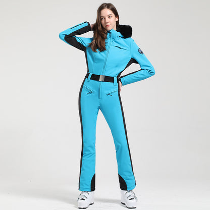 One-piece Ski Suit Female Professional Double-board Thickened Warm