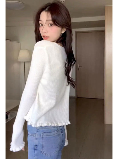 Camisole Cardigan High Waist Flared Jeans