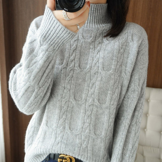 Women's Autumn And Winter Pullover High Collar Woolen Sweater