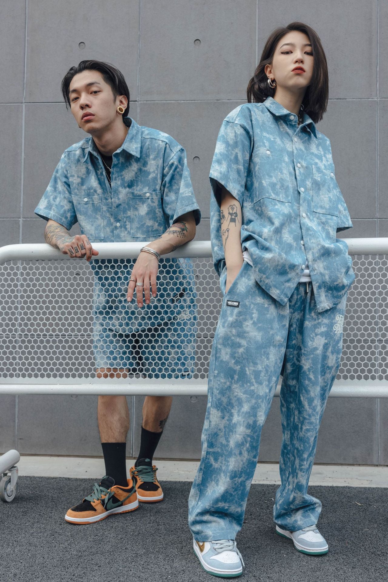 Jean rétro américain Hip-hop Tie-dye, vêtements de Couple en détresse, haut ample et décontracté à la mode