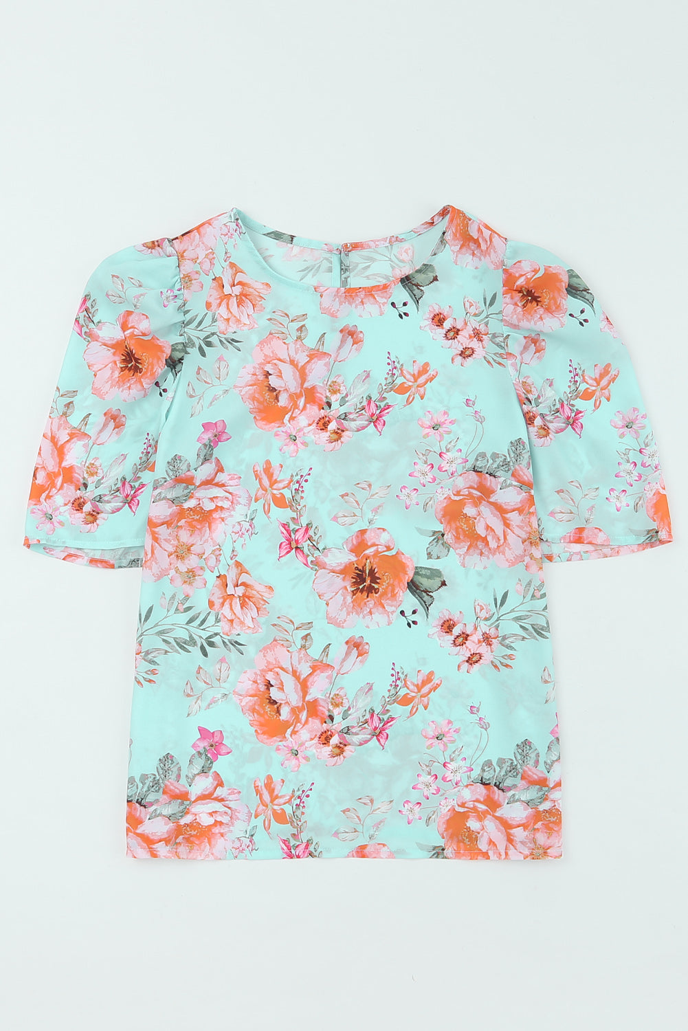 Summer Lover - Blouse florale à manches bouffantes et col rond