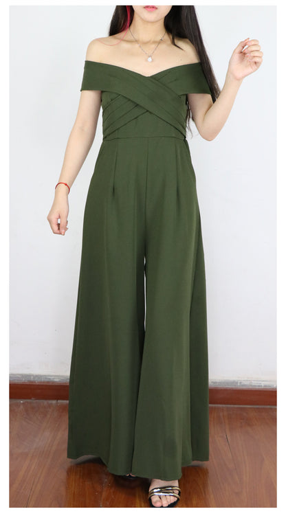 Off Shoulder One Shoulder Dress Pants Jumpsuit