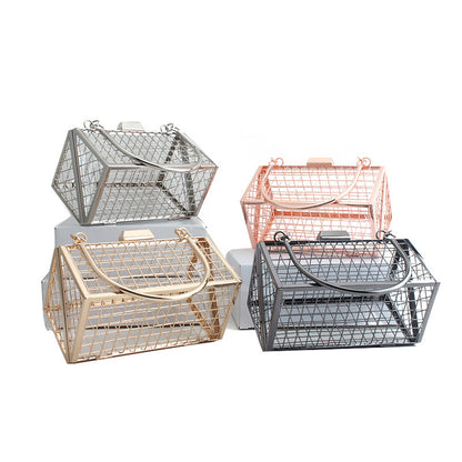 Fashion Metal Hollow Iron Mesh Bag Portable Diagonal Banquet Dress Dinner