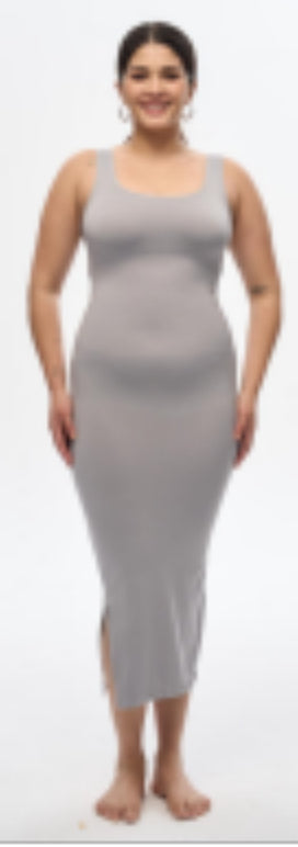 Ladies Wearing A Square Neckline Shapewear Dress On Both Sides